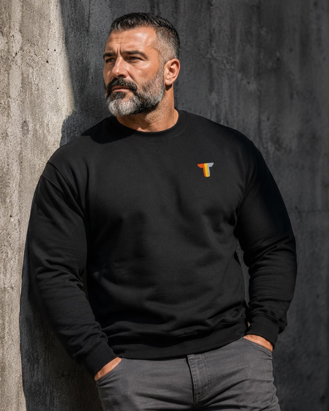 Embroidered turcobear Bear T Sweatshirt – Minimalist Men's Crewneck