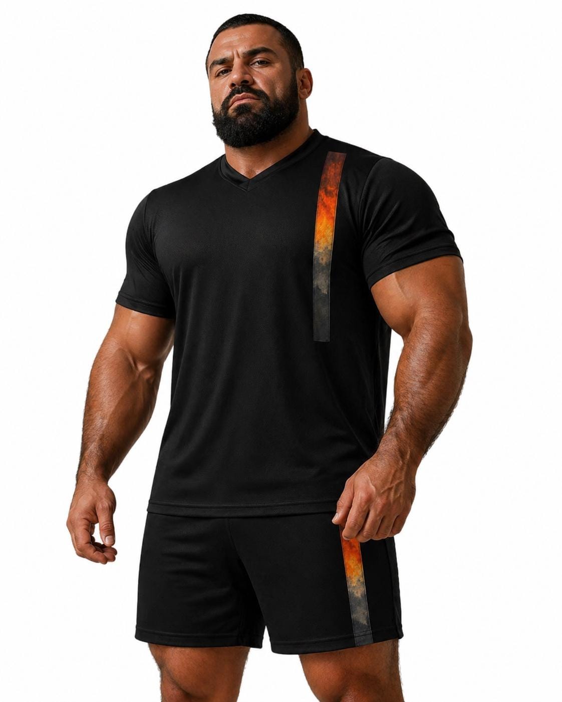Black Minimalist V-Neck Shirt: Recycled Polyester Performance Tee