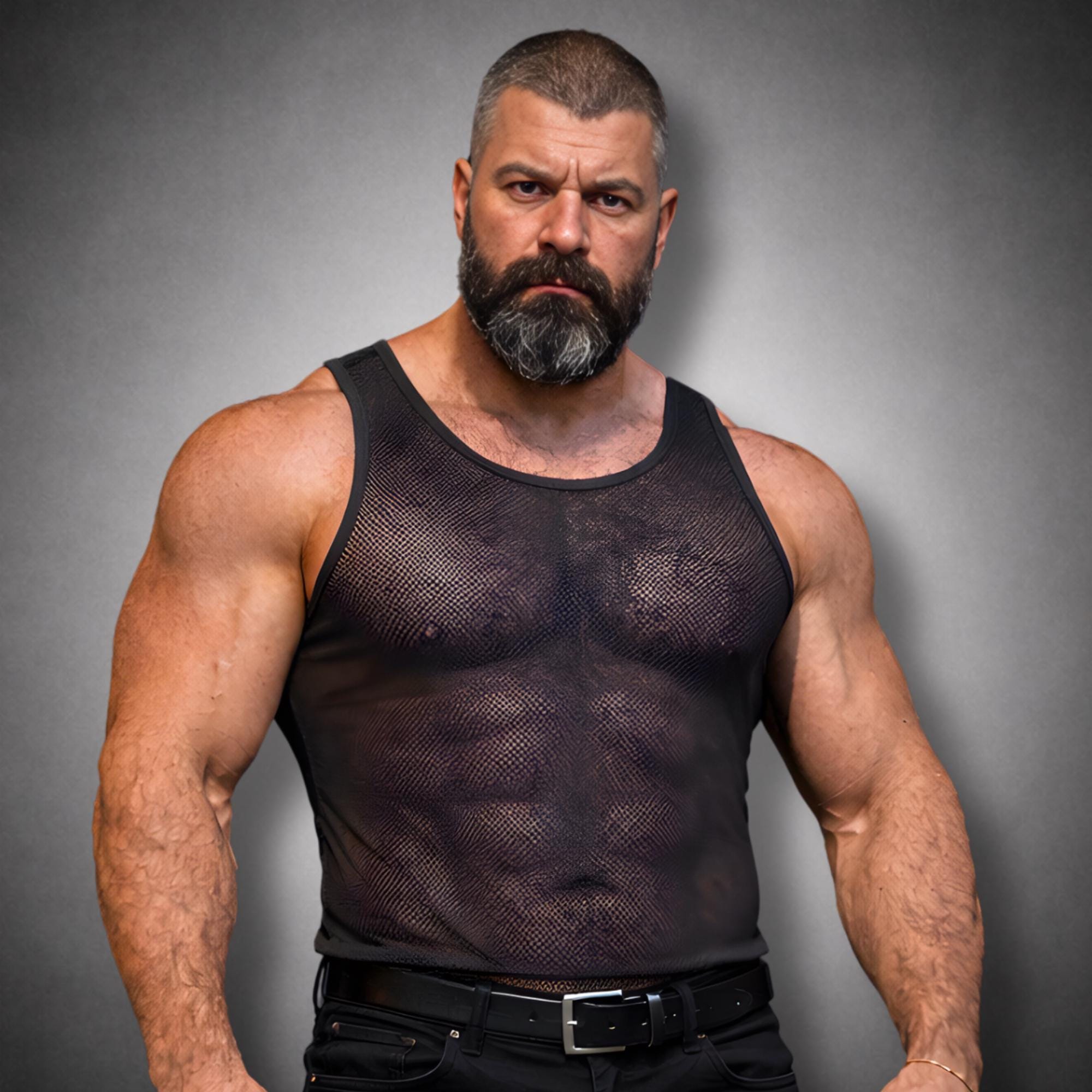 Mens Mesh Tank Top See Through Shirt Gay Bear Clubwear Sexy Sleevele