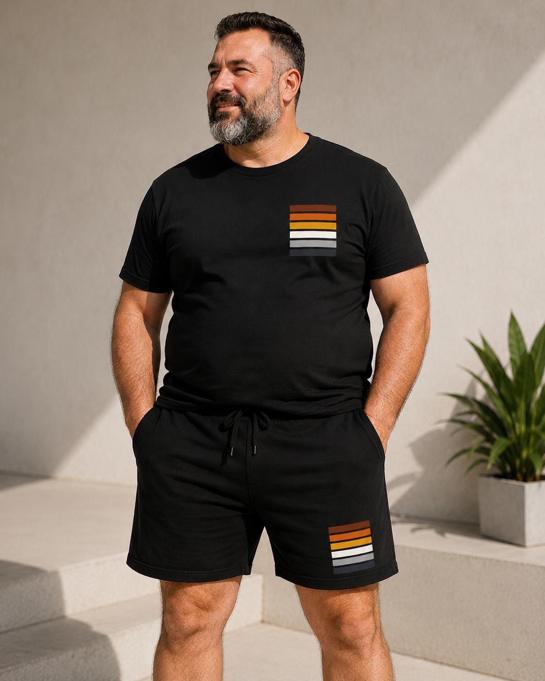 Bear Stripe Sweat Shorts