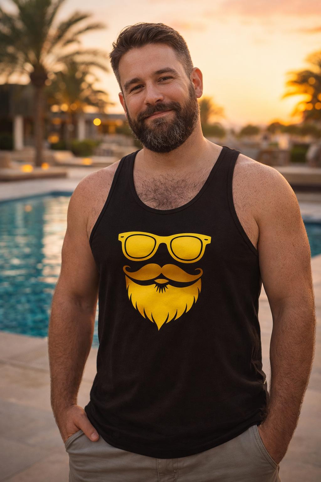 Men's Bear Graphic Tank Top: Minimalist Gym Streetwear Summer Shirt