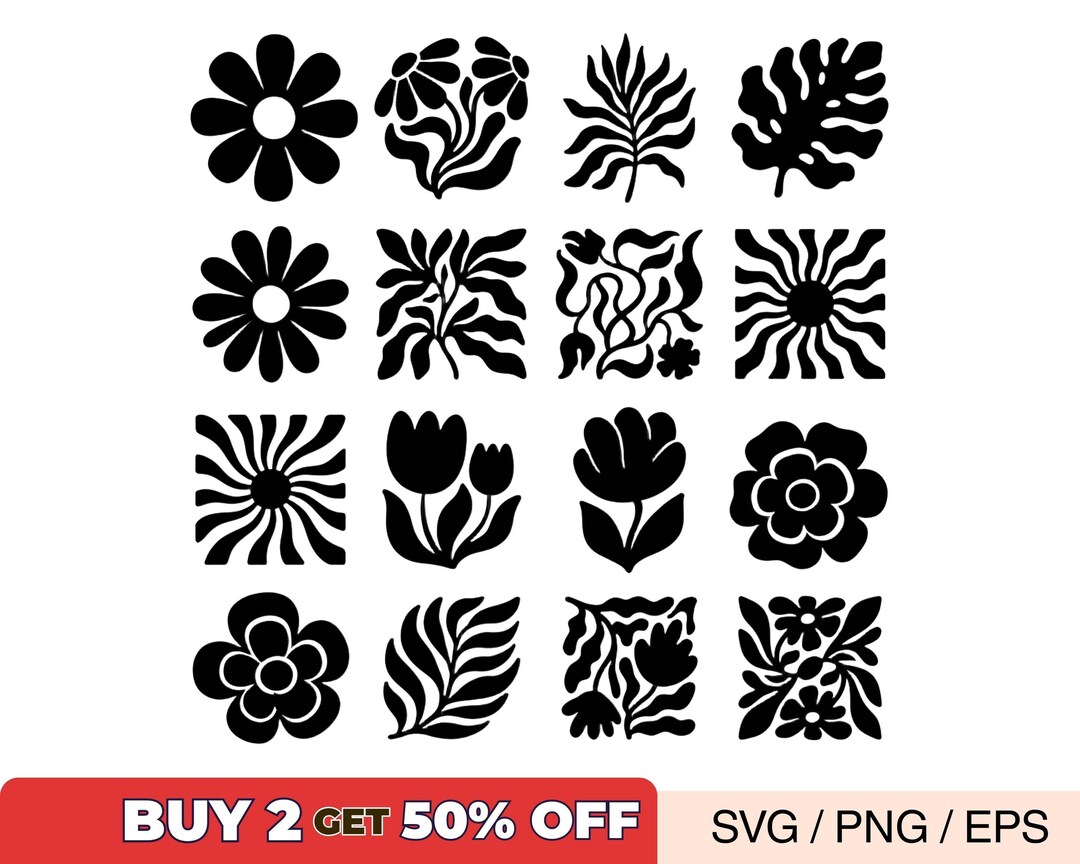 Groovy Flower SVG Bundle, Retro Abstract Floral SVG, 70s Hippie Flowers ...
