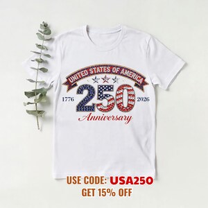 Camiseta del 250 aniversario de EE. UU. 2026, camiseta patriótica de Estados Unidos 1776–2026, camiseta del 4 de julio con pedrería sintética, atuendo para el Día de la Independencia.