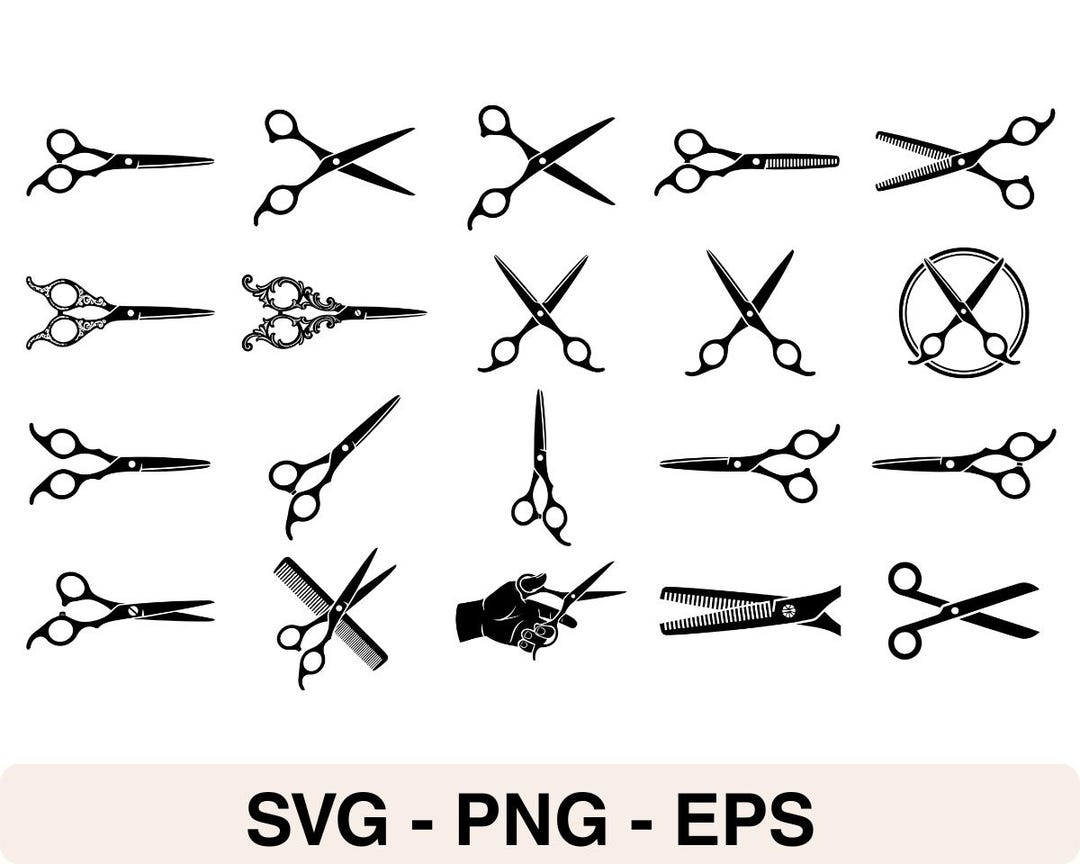 Barber Scissors SVG Bundle – Hair Cutting Shears Silhouette Clipart ...
