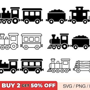 Toy Train SVG Bundle, Train Engine Silhouette Set, Locomotive Vector, PNG, Cut File