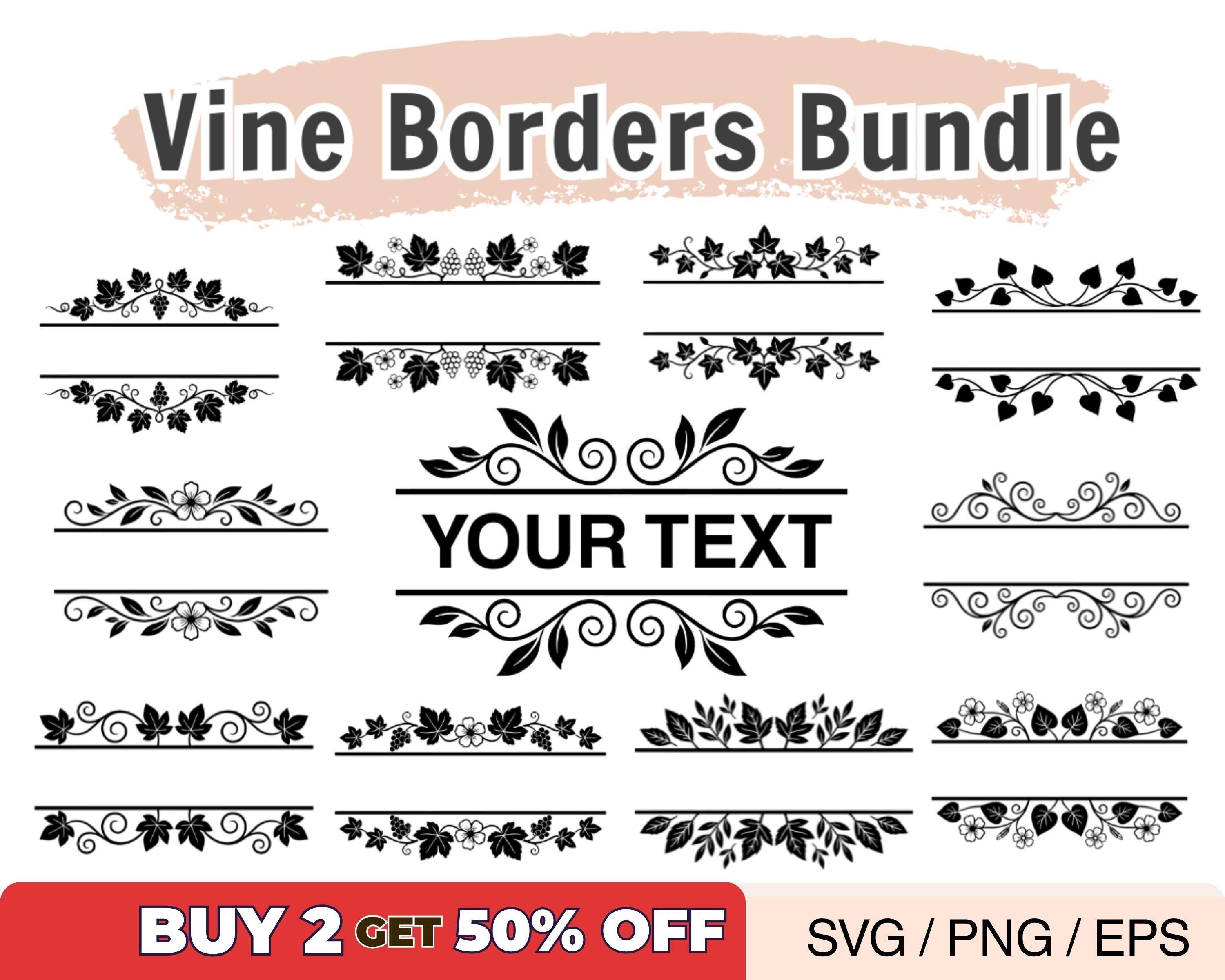 Vigne décorative bordures SVG Bundle, Clipart diviseur botanique, bordure florale coupe fichiers