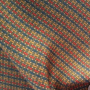 Vintage Japanese silk kimono fabric 92 cm x 36 cm chirimen crepe geometric abstract ochre 36&quot; x 14&quot;