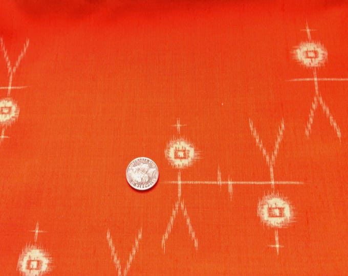 Vintage Japanese wool kimono fabric 36" x 14" (92 cm x 36 cm) orange abstract people