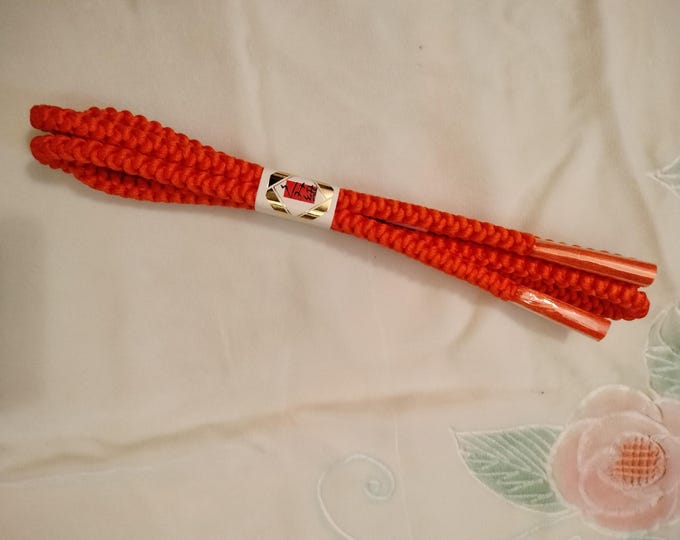 Vintage Japanese silk kumihimo obi-jime cord for obi vivid bold orange solid colour, round type. Handmade, wonderful.
