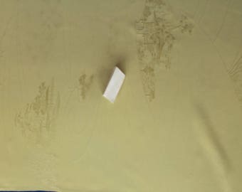 Vintage Japanese silk kimono fabric 92 cm x 36 cm lemon yellow woven pattern 36" x 14"