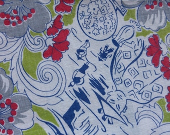 Vintage American Feed sack fabric fat quarter 17" x 25" 64 cm x 45 cm cotton novelty Oriental & Buddha feedsack