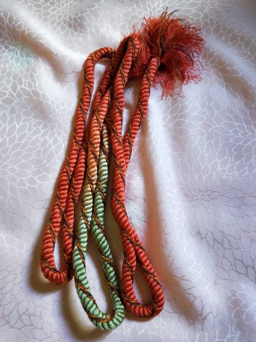 Vintage Japanese silk kumihimo obijime cord for obi soft ombre brown