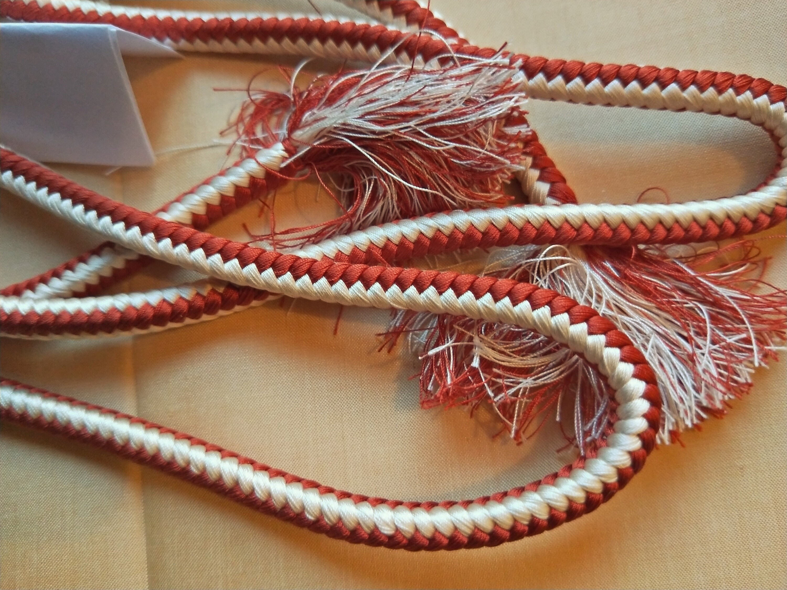 Vintage Japanese silk kumihimo obijime cord for obi 2 shades cream and