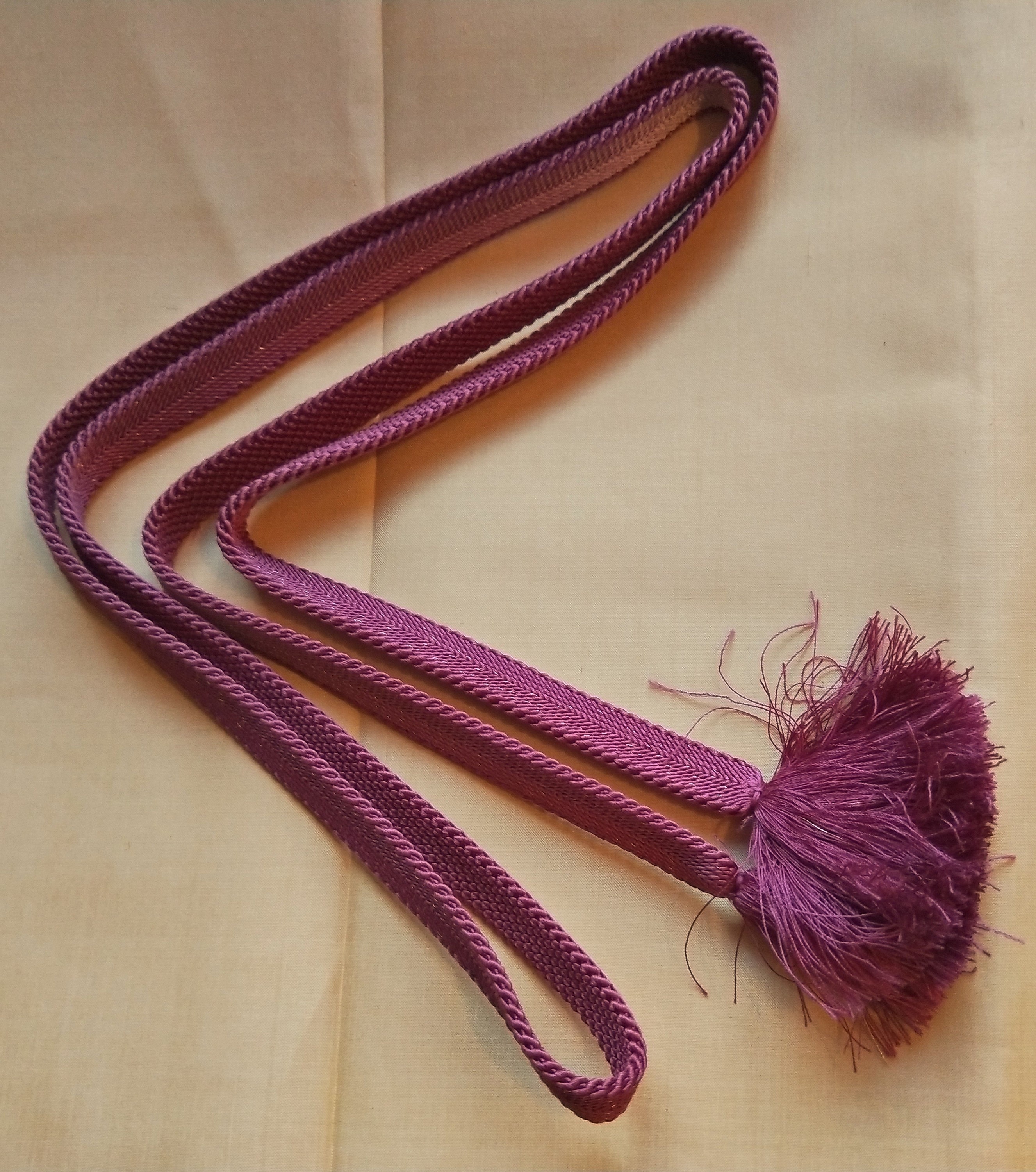 Vintage Japanese silk kumihimo obijime cord for obi dark purple with