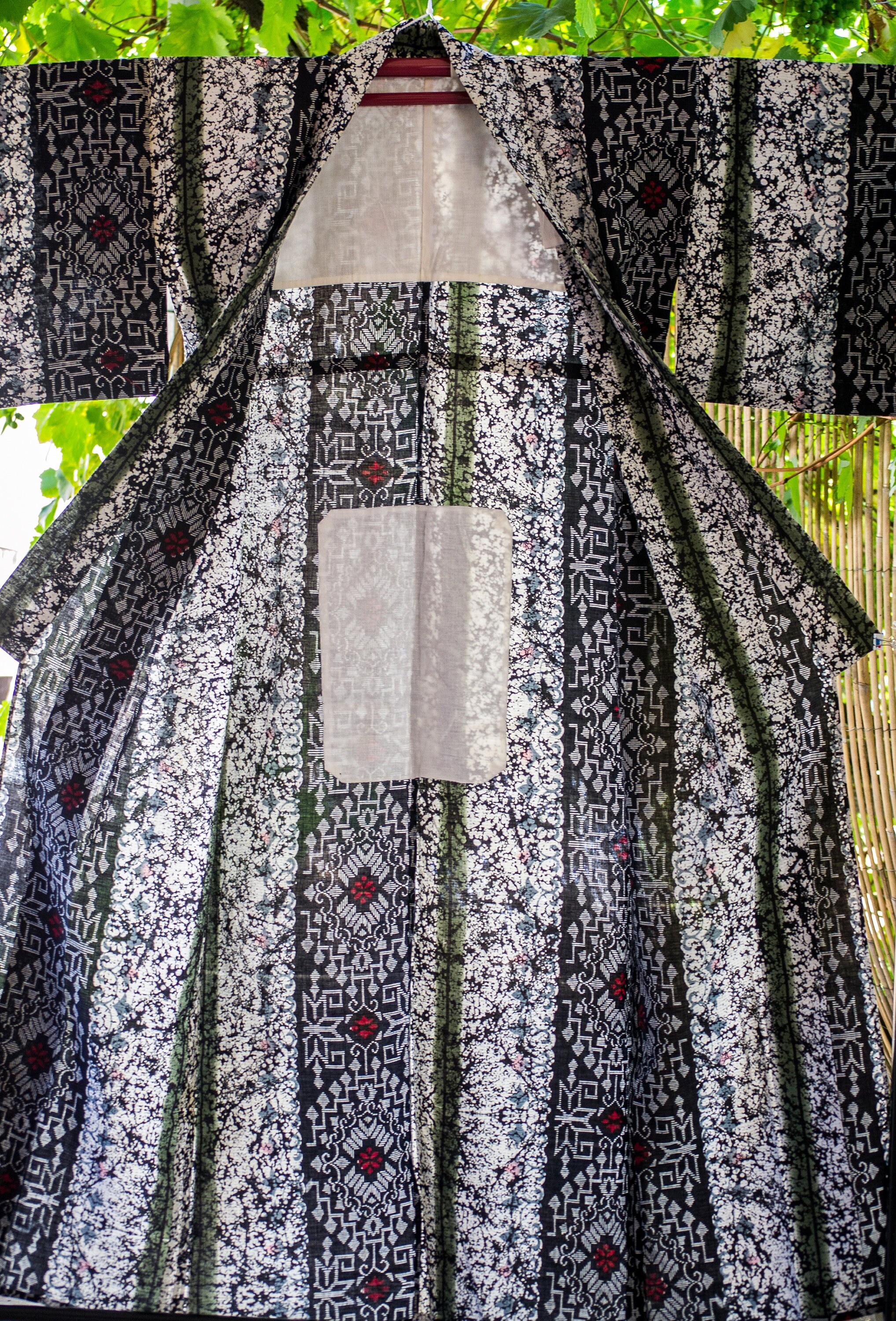 Vintage Japanese cotton yukata kimono abstract geometric