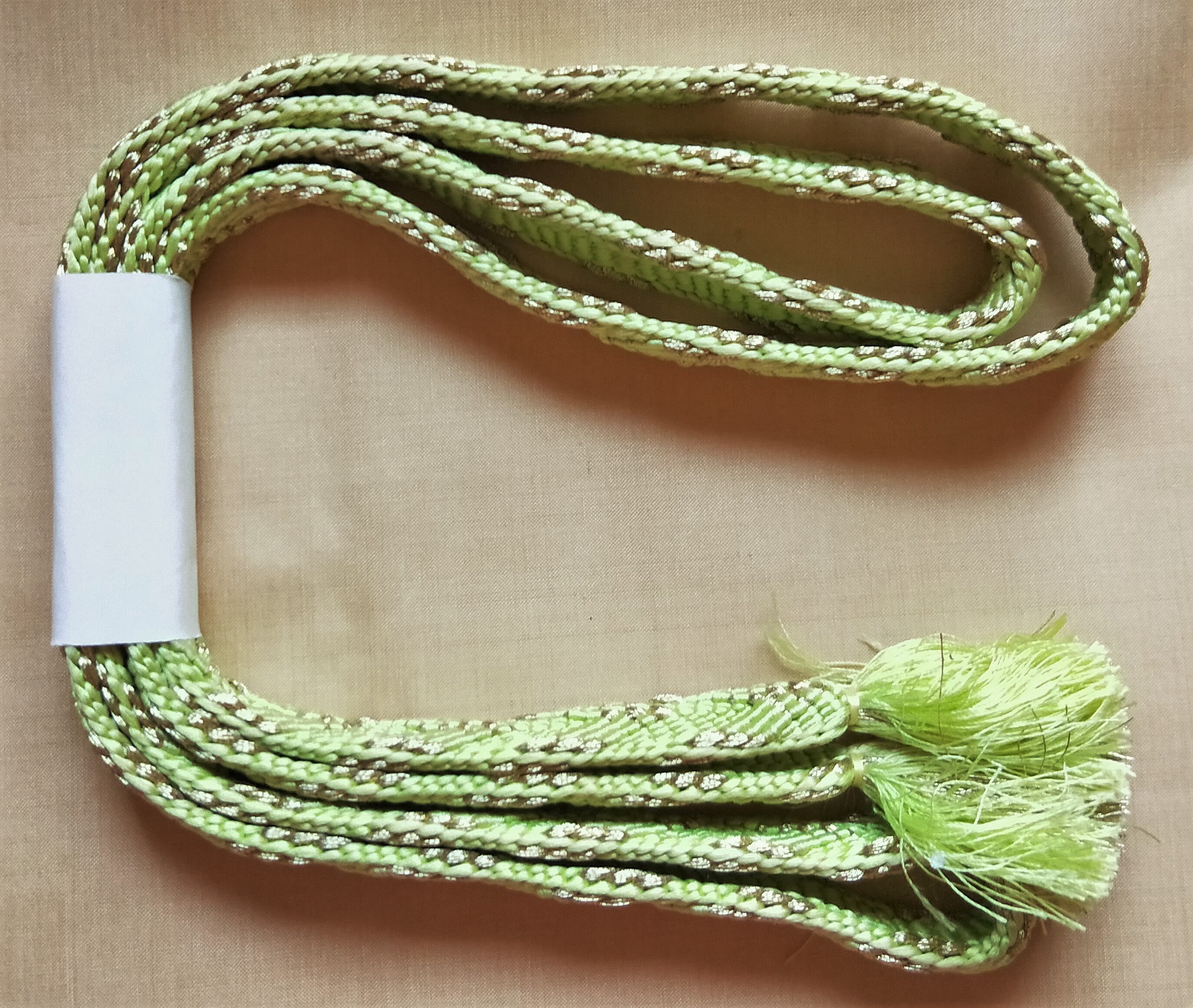Vintage Japanese silk kumihimo obijime cord for obi soft lime with