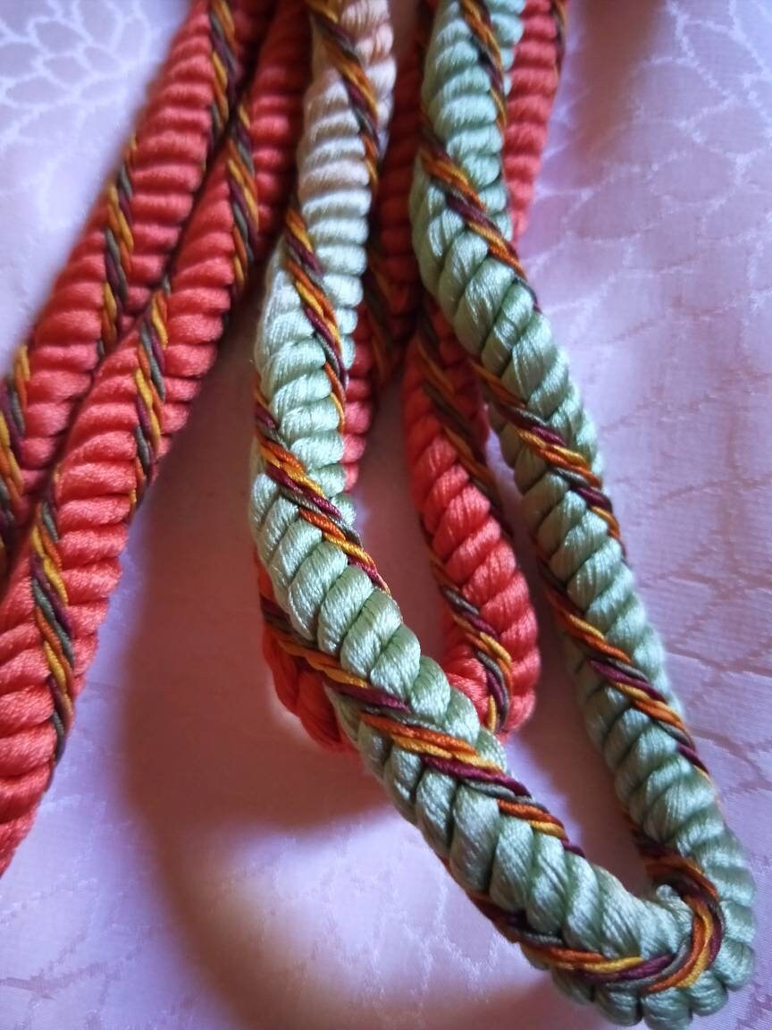 Vintage Japanese silk kumihimo obijime cord for obi soft ombre brown