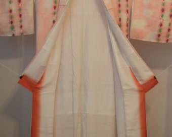 Vintage 1990's Japanese silk handsewn full shibori pink, lime and purple with yellow accents. In excellent condition.
