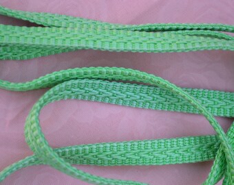 Vintage Japanese silk kumi-himo obi-jime cord flat green type. Unused Handmade, wonderful. Hand woven.