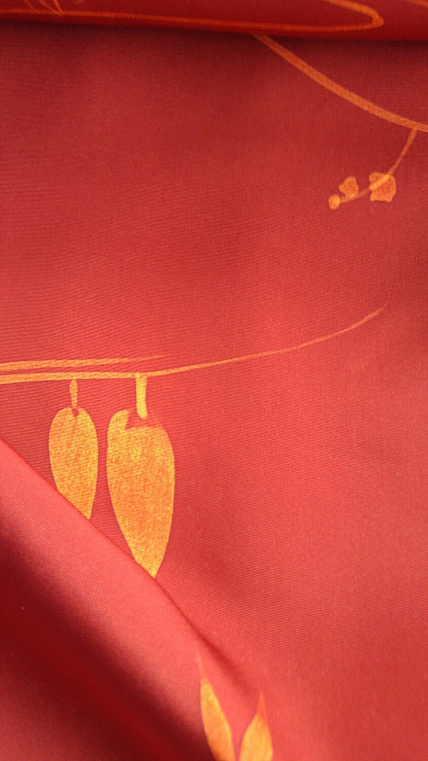 Vintage Japanese silk kimono fabric 92 cm x 36 cm wine and rust abstract forest 36 x 14