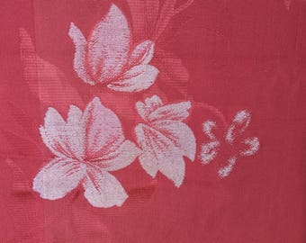 Vintage 1950's rayon Japanese kimono fabric 92 cm x 36 cm dusky salmon pink omeshi style