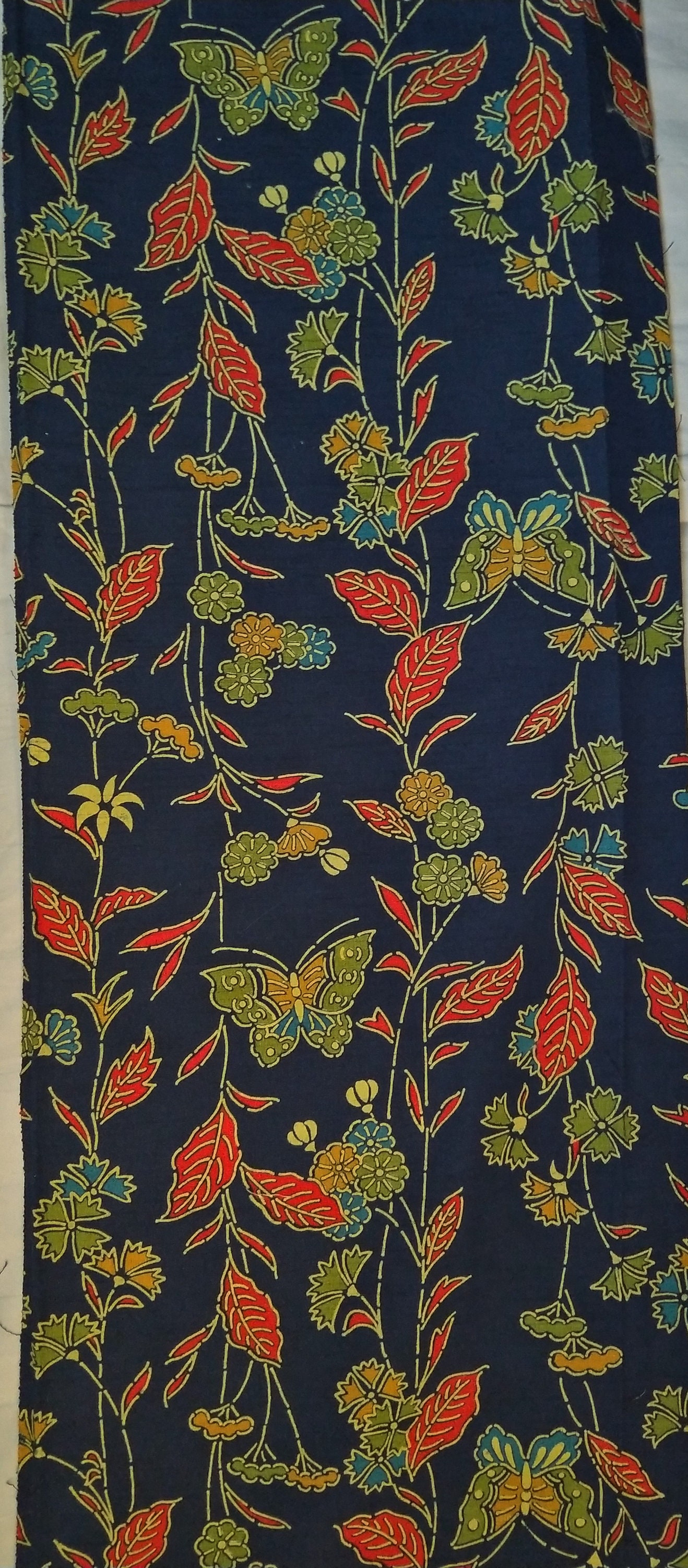 Vintage Japanese wool kimono fabric 152 cm x 36 cm butterflies