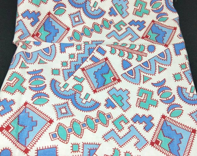 Vintage American Feed sack fabric 1940's original not reproduction fat quarter 18" x 20" atomic pop geometrics in turquoise, blue and red