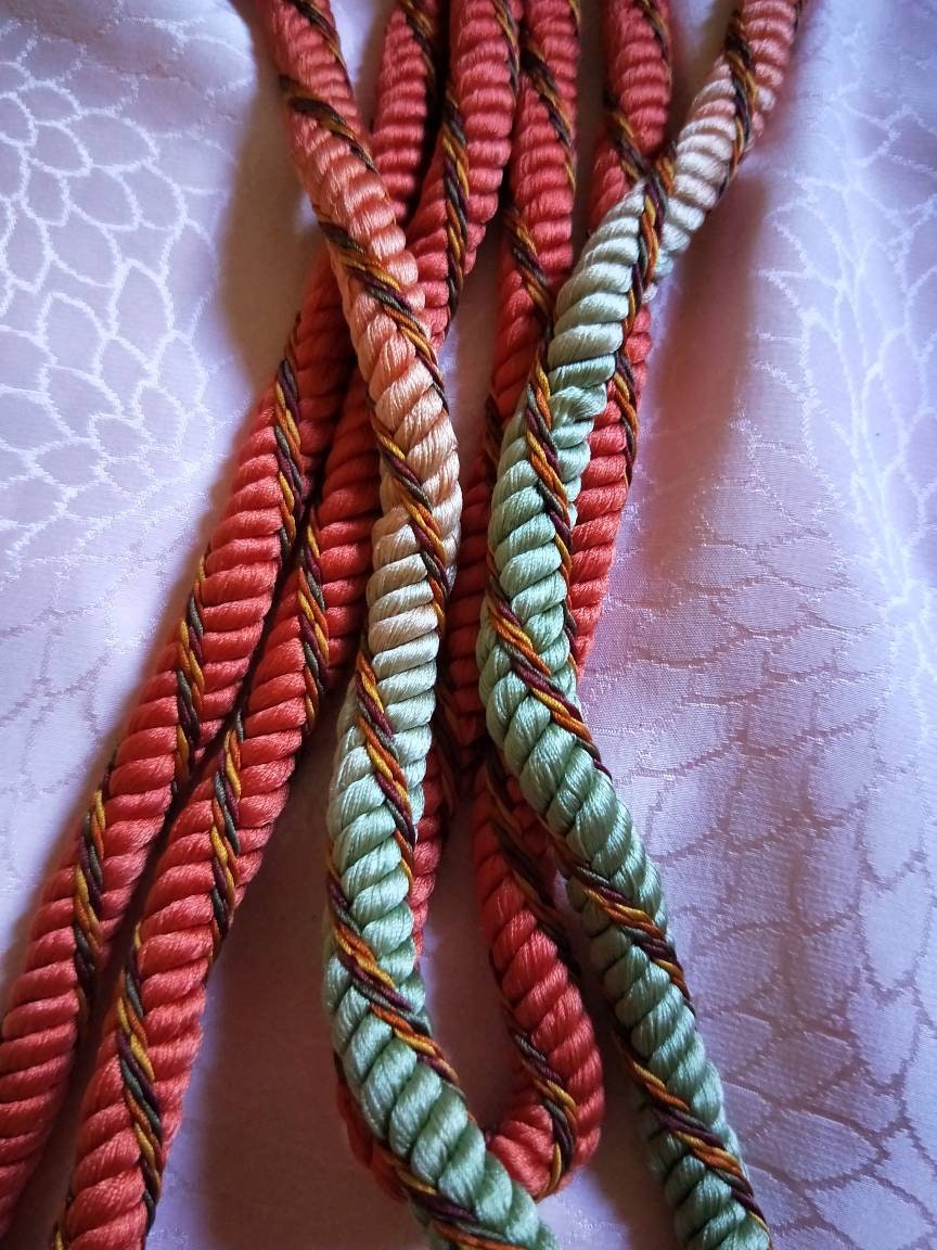 Vintage Japanese silk kumihimo obijime cord for obi soft ombre brown