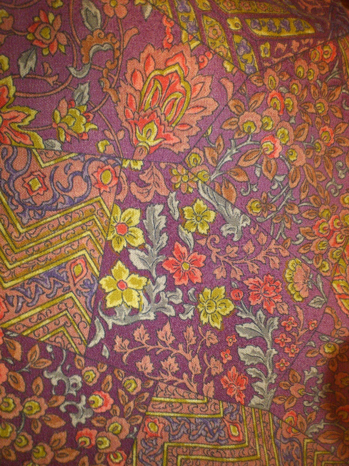 Japanese kimono fabric purple silk sarassa patchwork cheater quilt ...