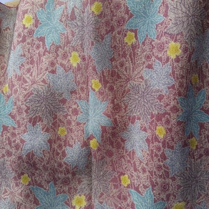 Vintage Japanese  silk kimono fabric 92 cm x 36 cm light crepe speckled maple leaves 36&quot; x 14&quot;