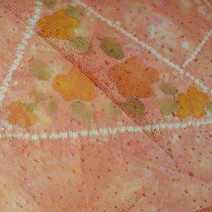 Vintage Japanese silk kimono fabric 92 cm x 36 cm rinzu weaves , shibori, bokashi flowers 36&quot; x 14&quot;