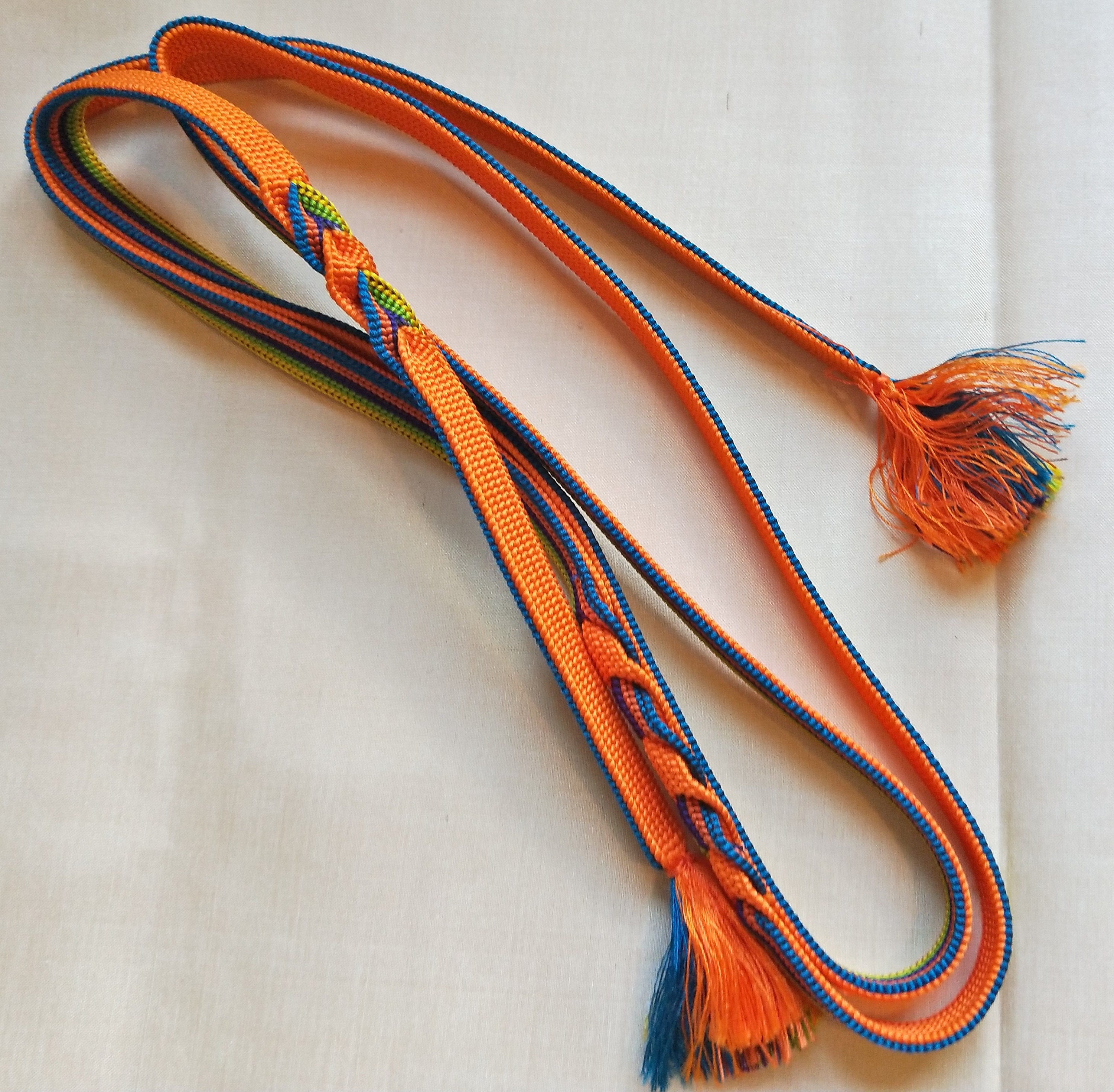 Vintage Japanese silk kumihimo obijime cord for obi woven multi colour