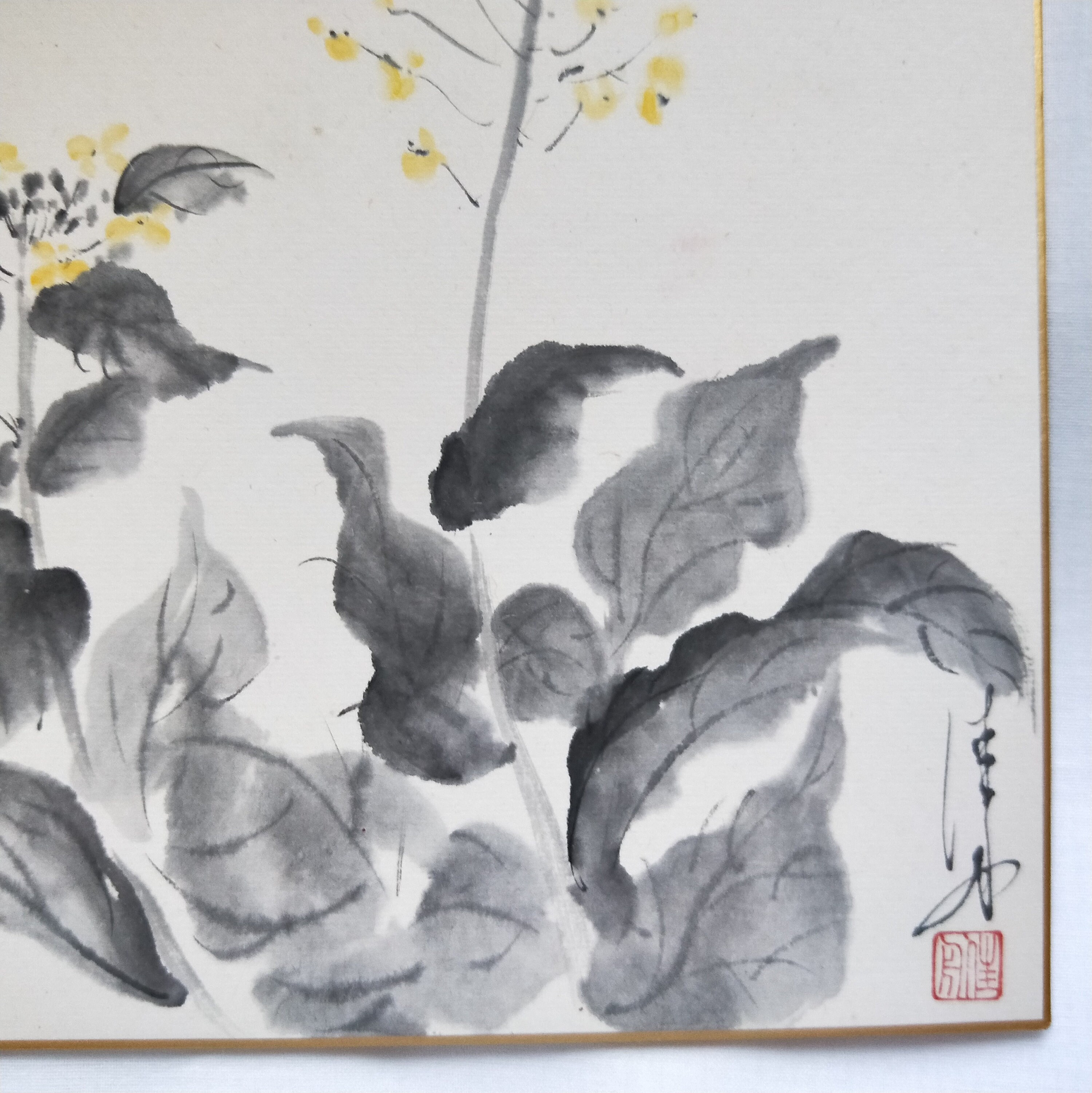Vintage Hand painted Japanese shikishi paintings Japanese sumie