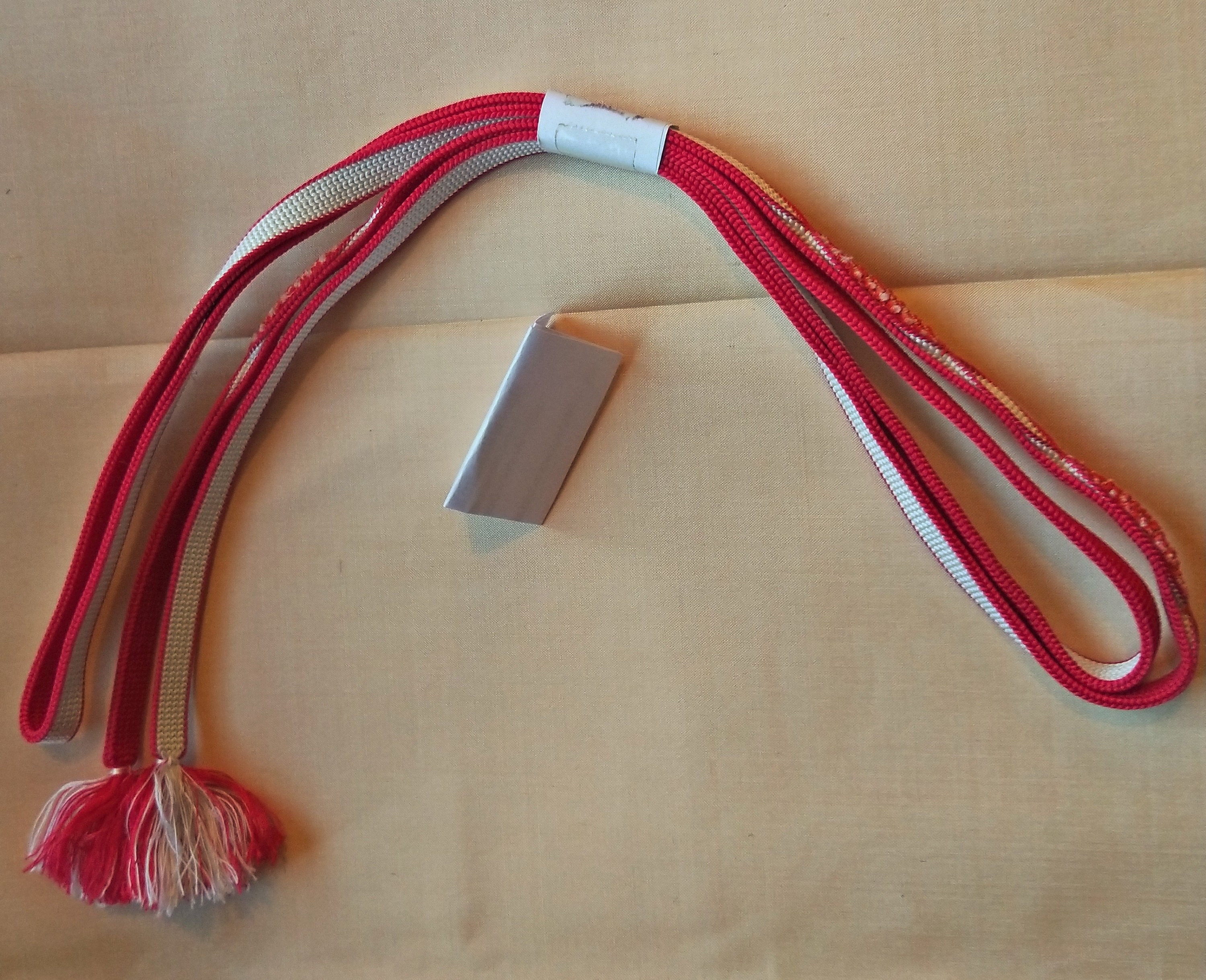 Vintage Japanese silk kumihimo obijime cord for obi dark cerise pink