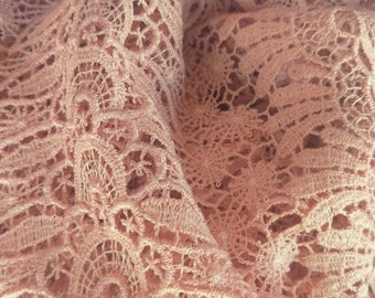 Vintage Japanese lace shawl for kimono dusky pink lace