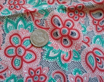 Vintage American Feed sack fabric fat quarter 18" x 22' cotton flowers floral arabesque lace feedsack