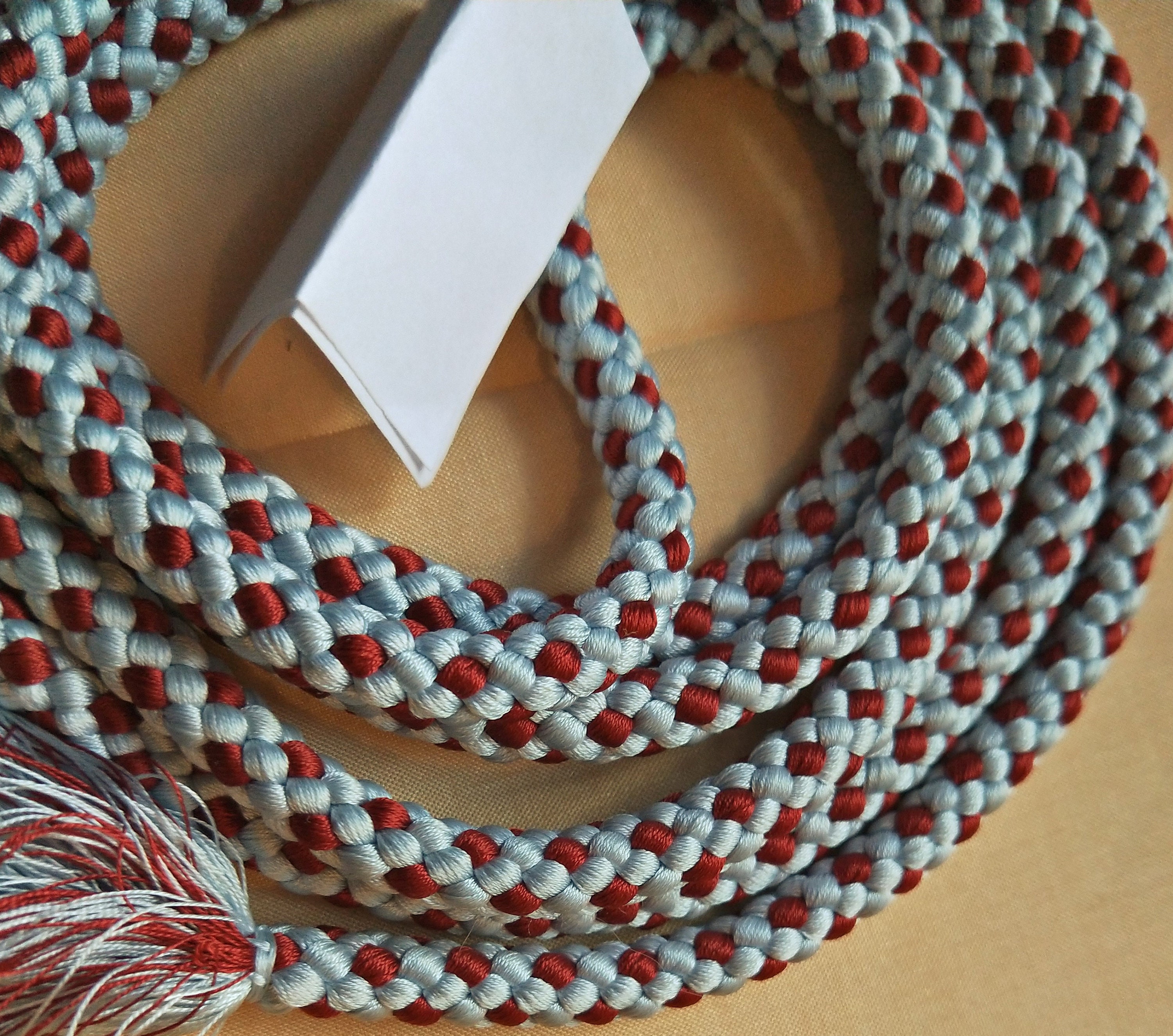 Vintage Japanese silk kumihimo obijime cord for obi 2 shades pale blue