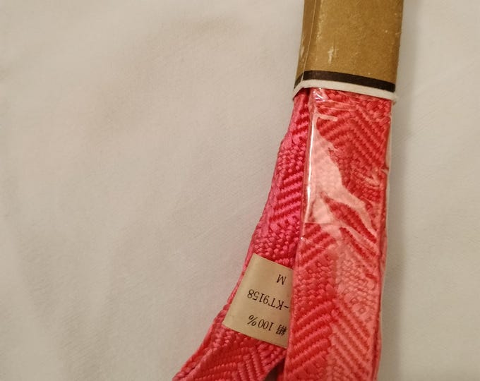 Vintage Japanese silk kumihimo obi-jime cord for obi strong bold orange flat type. Handmade, wonderful. Unused.