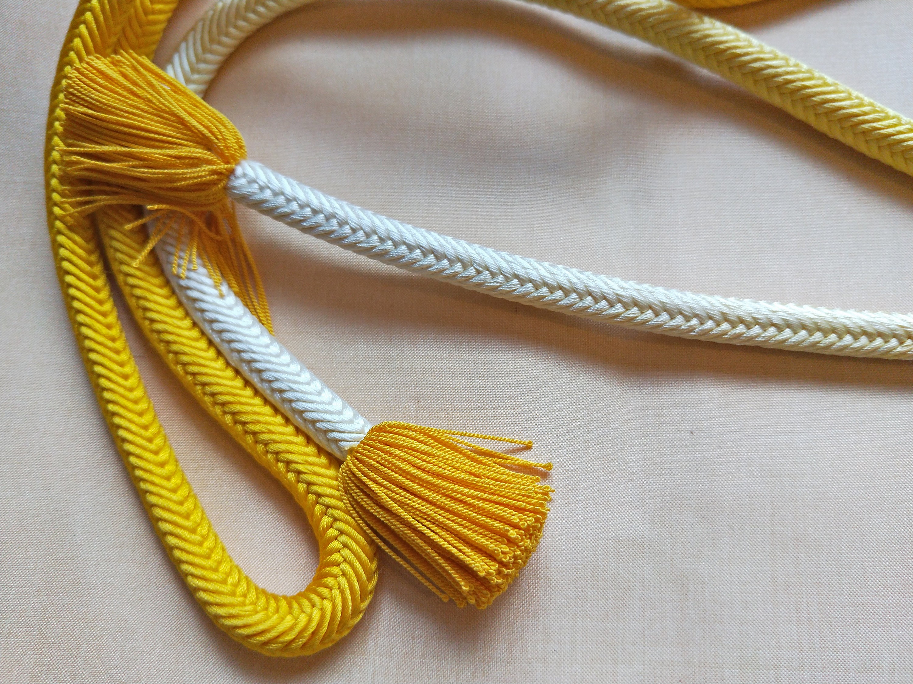Vintage Japanese silk kumihimo obijime cord for obi gradated yellow