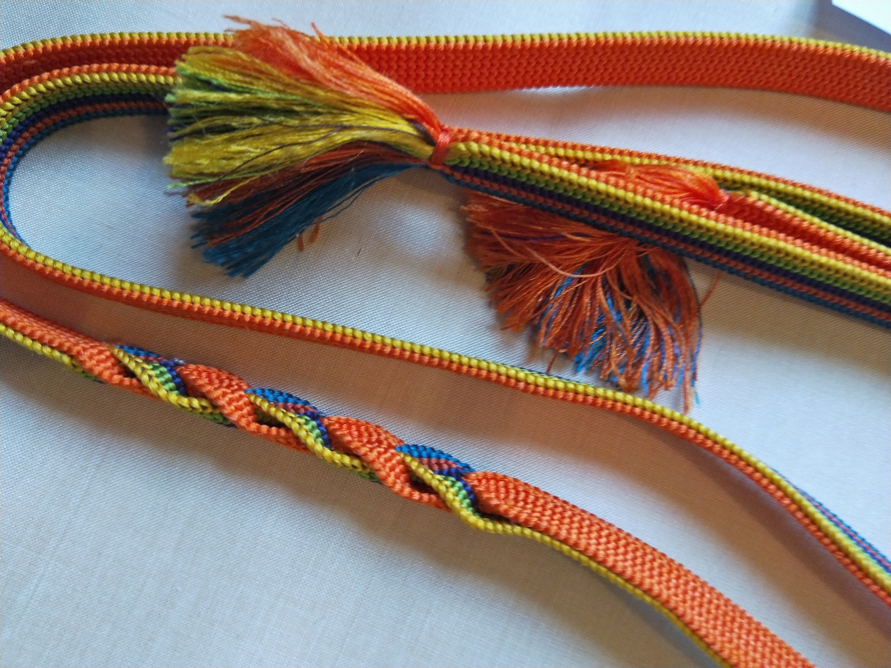 Vintage Japanese silk kumihimo obijime cord for obi woven multi colour