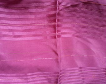 Vintage Japanese silk kimono fabric 110 cm x 36 cm lightweight purple fabric smooth soft shot with silver and red thread