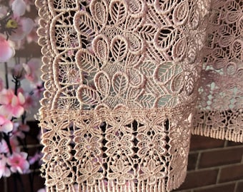 Vintage Japanese lace shawl for kimono  dusky pink lace