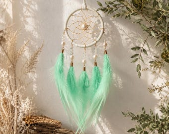Mini Car Dream Catcher, Feather Car Hanging Ornament, Boho Rearview Mirror Charm, Small Wind Chime, Car Decor Gift for Him, Stocking Stuffer