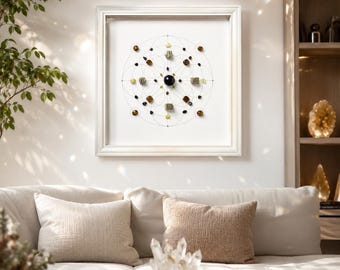 Crystal Wall Art, Natural Gemstone Matrix Decor, Framed Crystal Wall Hanging, Meditation Room Decor, Halloween Decor, Christmas Gift