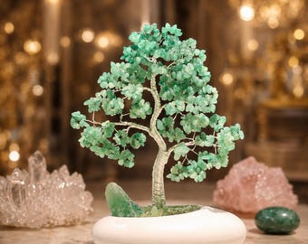 Green Aventurine Crystal Tree, Gemstone Money Tree Decor, Home Decor, Desk Shelf Ornament, Birthday Gift, Halloween Christmas Gift