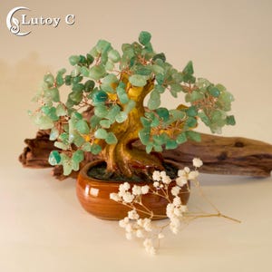 Green Aventurine Crystal Money Tree, Feng Shui Gemstone Bonsai, Meditation Altar & Spiritual Home Decor Gift, Healing Crystal Tree
