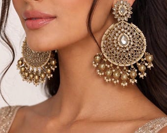 Statement Gold Polki Jhumka Earrings | Traditional Bridal Jewelry