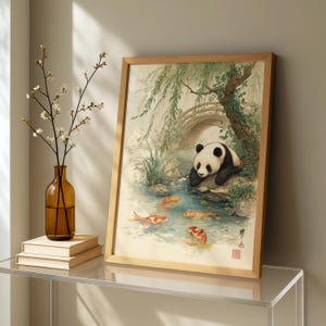 Impressão de peixe Panda Koi, arte zen japonesa Ukiyo-E
