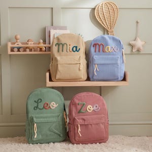 Custom Children Backpack with Hand-Stitched Name, Unique Toddler Bookbag for Preschool, Kindergarten Graduation Gift, Personalized Gift