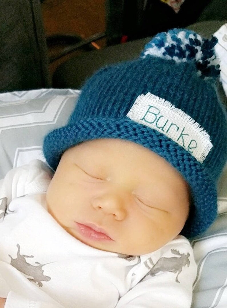 Baby Boy, Baby Name Announcement, New Baby, Baby Shower gift, Baby hat, winter hat, newborn, baby girl, knit hat, Personalized, Photo Prop image 8